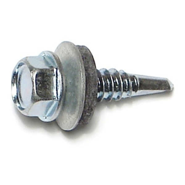 Buildright Self-Drilling Screw, #14 x 1 in, Zinc Plated Steel Hex Head Hex Drive, 55 PK 09812